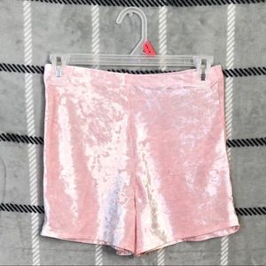 Pink velvet pajama shorts